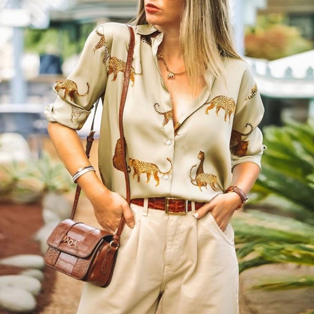 Zara cheetah button down - size L